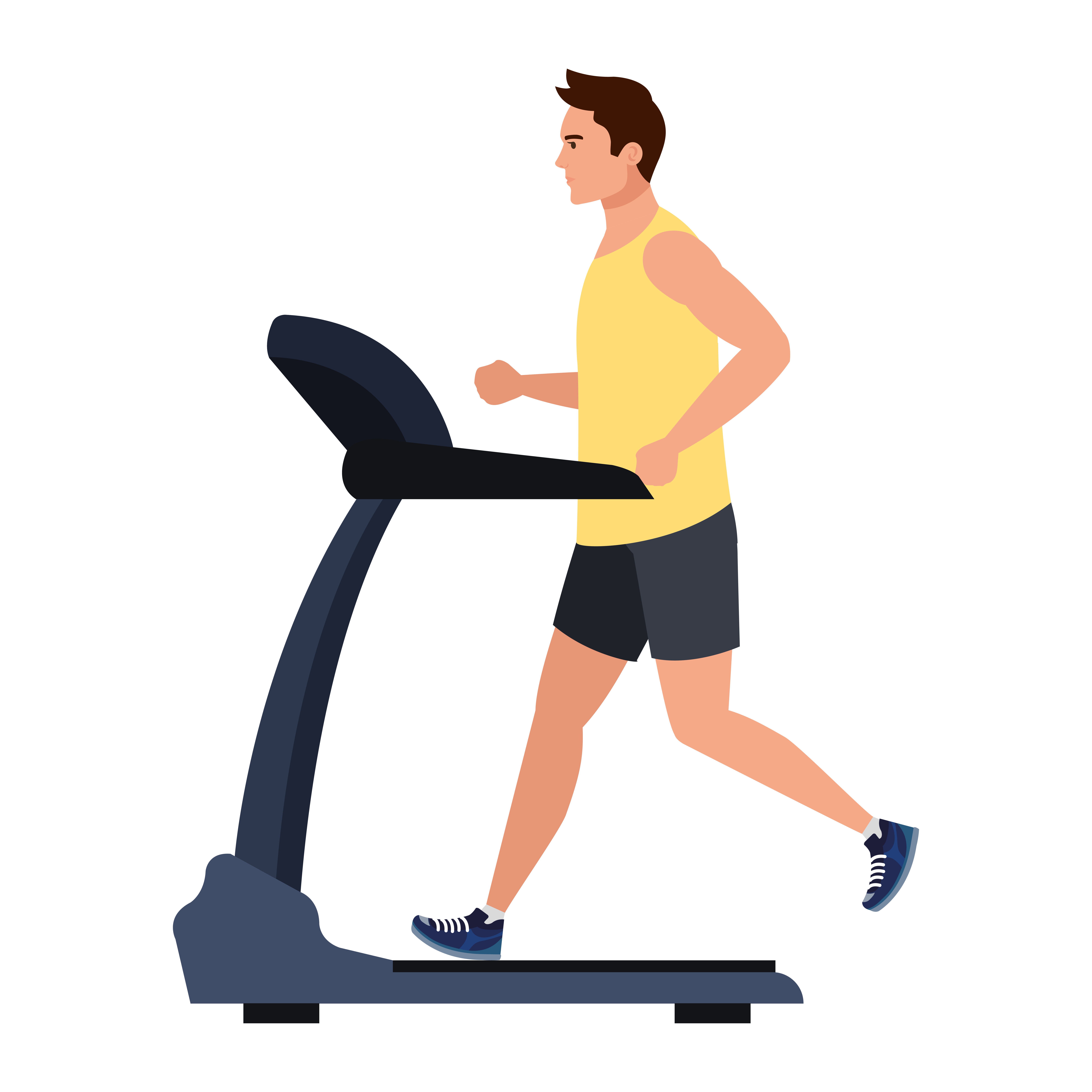 sport, man running on treadmill, sport person at the electrical training machine on white background vector illustration design