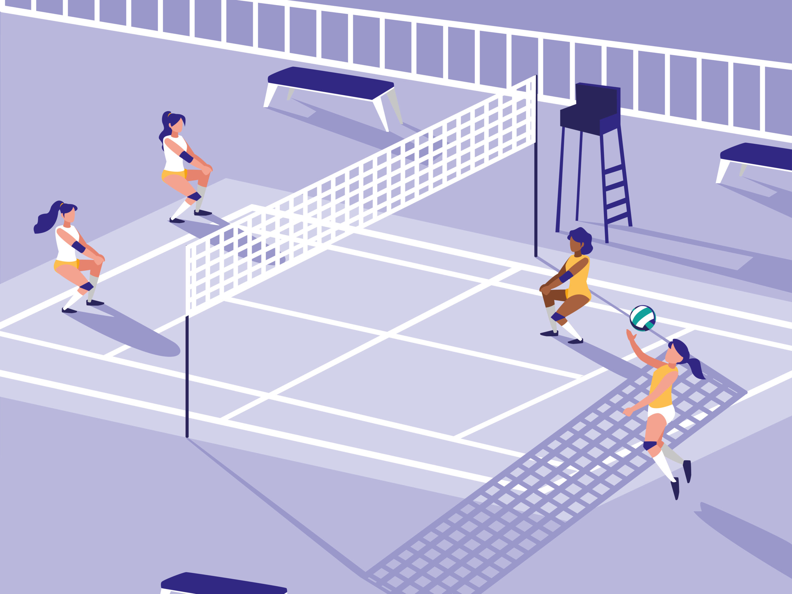 volleyball sport court scene vector illustration design